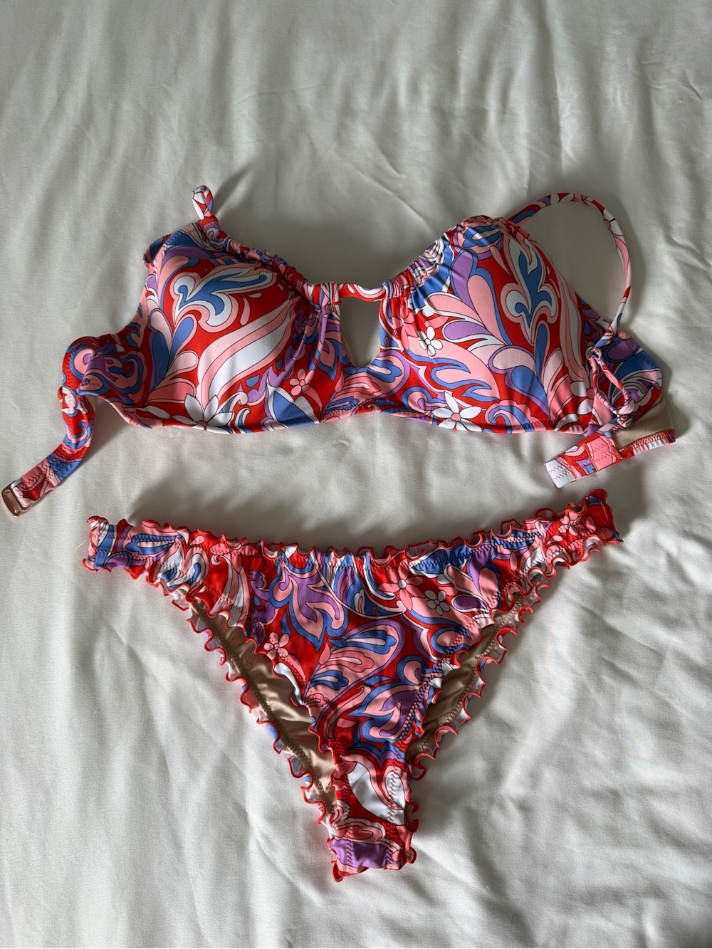 Target Women's Swim Bikini - Red, Pink, Blue Paisley Print
